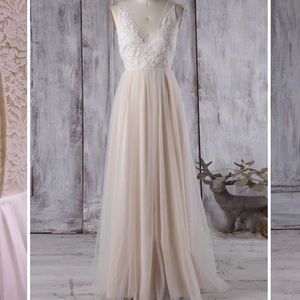 Long tulle wedding or prom dress